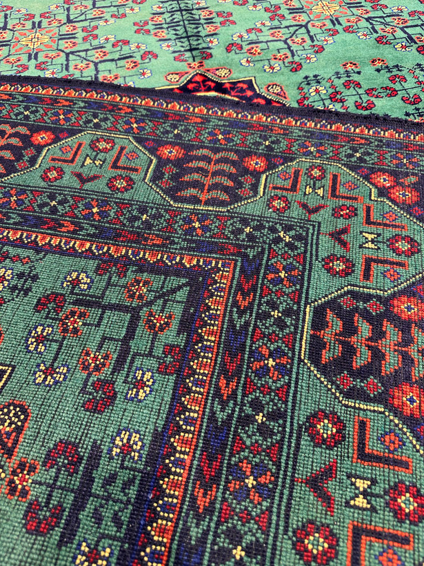 فرش دستبافت 6متری تمام کرک مرینوس نقش بخارایی رنگ گیاهی کد0500379