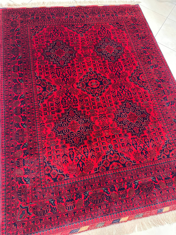 فرش دستبافت 3متری تمام کرک مرینوس نقش خان محمده 45رج رنگ گیاهی کد0700779