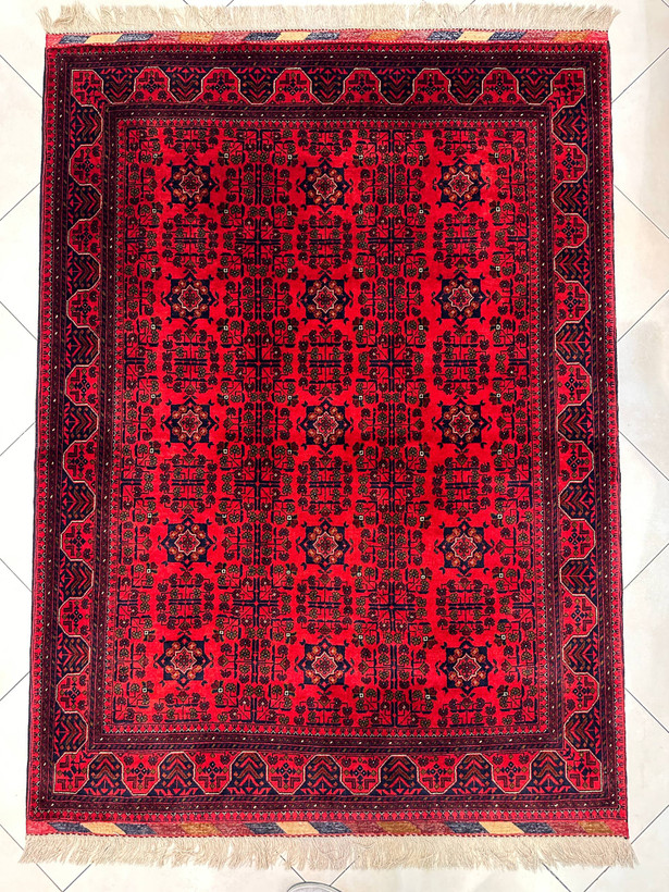 فرش دستبافت 3متری تمام کرک مرینوس نقش بخارایی 45رج نگ گیاهی کد0700774