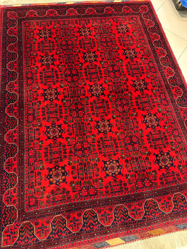 فرش دستبافت 3متری تمام کرک مرینوس نقش بخارایی 45رج نگ گیاهی کد0700774