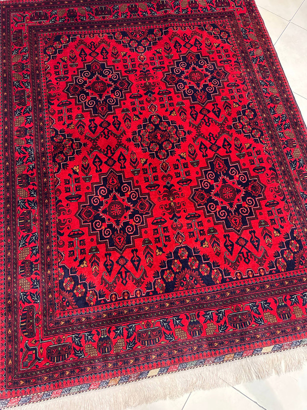 فرش دستبافت 3متری تمام کرک نقش خان محمدی 45رج رنگ گیاهی کد0700778