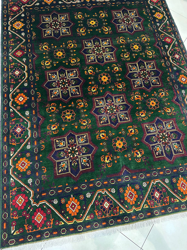 فرش دستبافت 3متری تمام کرک نقش ستاره ای 35رج رنگ گیاهی کد0700783