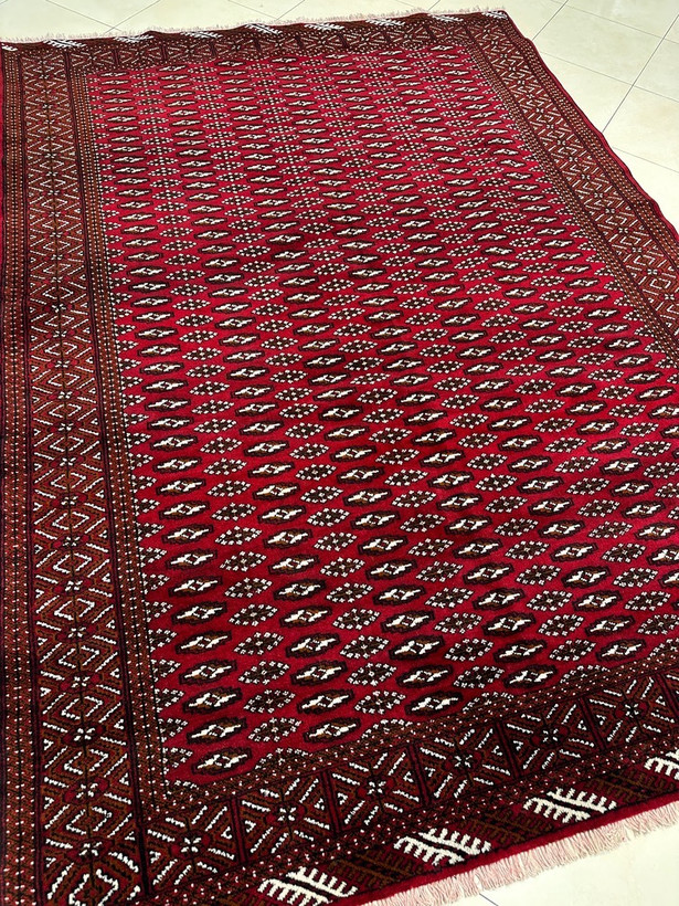 فرش دستباف 6متری تمام پشم طرح ترکمن رنگ طبیعی کد T0012