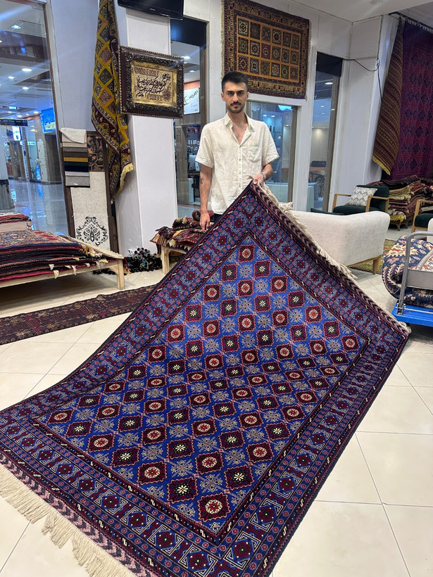 فرش دستبافت4متری تمام کرک نقش قابی رنگ گیاهی کد0600168