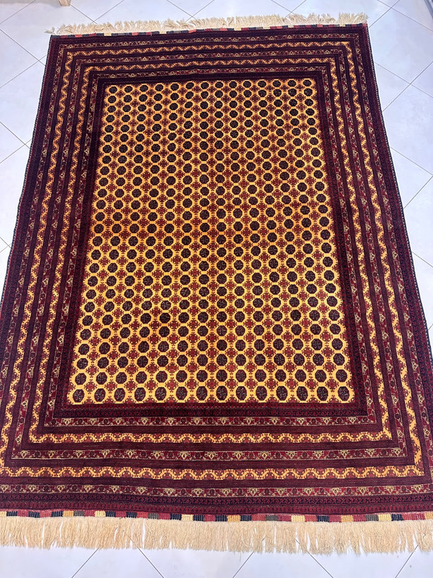 فرش دستبافت 6متری تمام کرک مرینوس نقش گل مهری رنگ گیاهی کد0500397