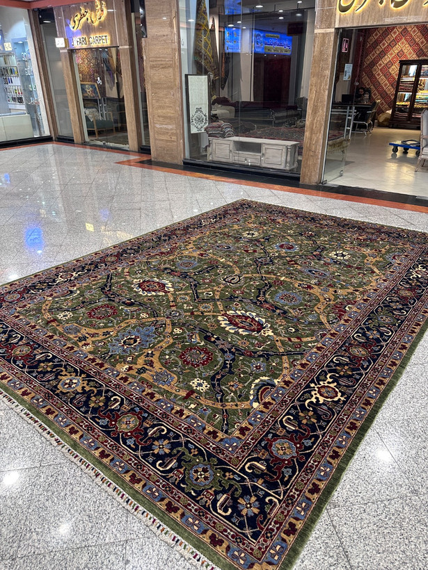 فرش دستبافت 12متری پشم دستریس سلطان آباد نقش کلارک رنگ گیاهی کد0300061