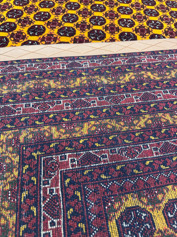 فرش دستبافت 6متری تمام کرک مرینوس تقش گل مهری رنگ گیاهی کد 0500017