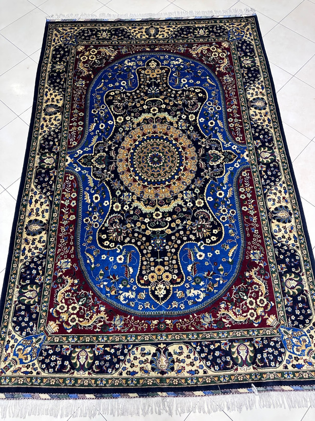 فرش دستبافت 6متری تمام کرک مرینوس نقش لچک و ترنج رنگ گیاهی کد 050005