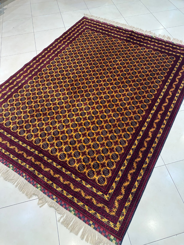 فرش دستبافت4 متری نقشه مهرالسلاطین کرک مرینوس 45 رج رنگ گیاهی کد 0600173