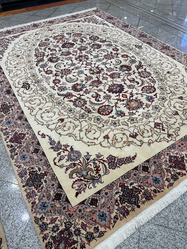 فرش دستبافت 12متری نقشه افشان کرم رنگ -رنگرزی گیاهی 40 رج کد 0300067